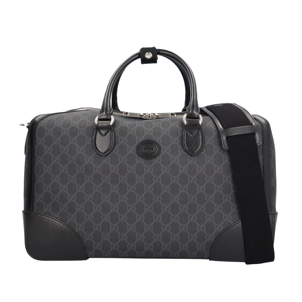 グッチ インターロッキングGダッフルバッグ ボストンバッグ GGスプリームキャンバス 696014 ブラック ユニセックス GUCCI 中古