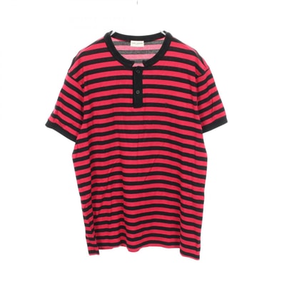 サンローランパリ SAINT LAURENT PARIS ロゴ刺繍 ボーダー 半袖Tシャツ 衣料品 トップス コットン レディース レッド系 / ブラック系 330554 【中古】