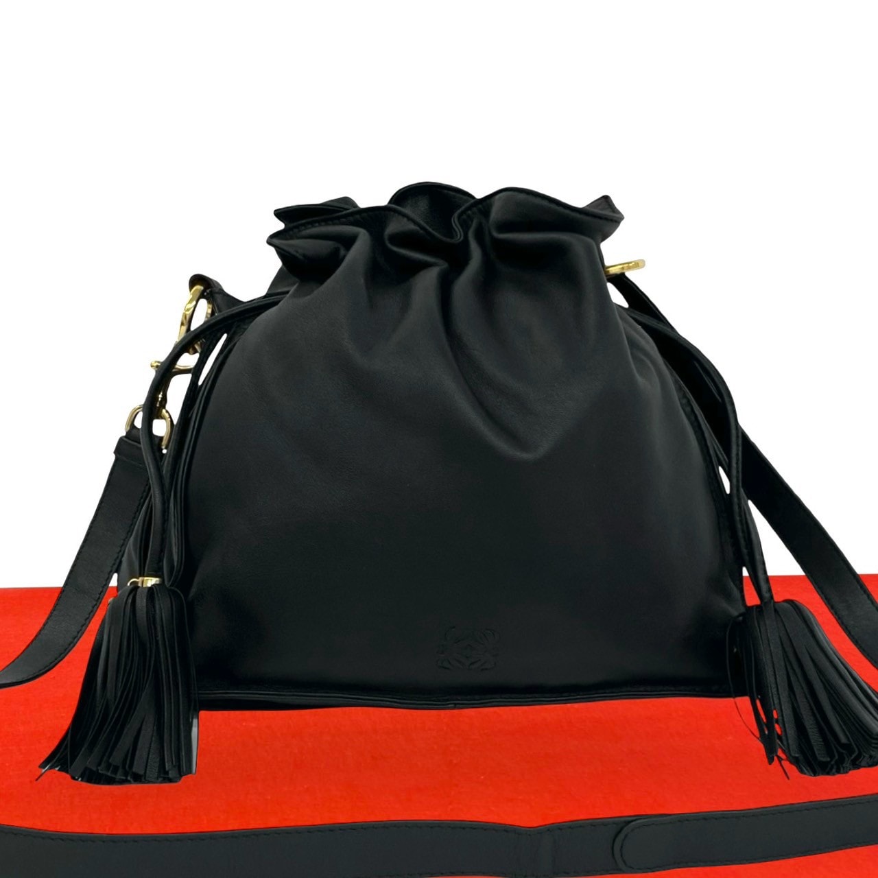 LOEWE ロエベ フラメンコ アナグラム ロゴ レザー ショルダーバッグ ブラック
 245-2