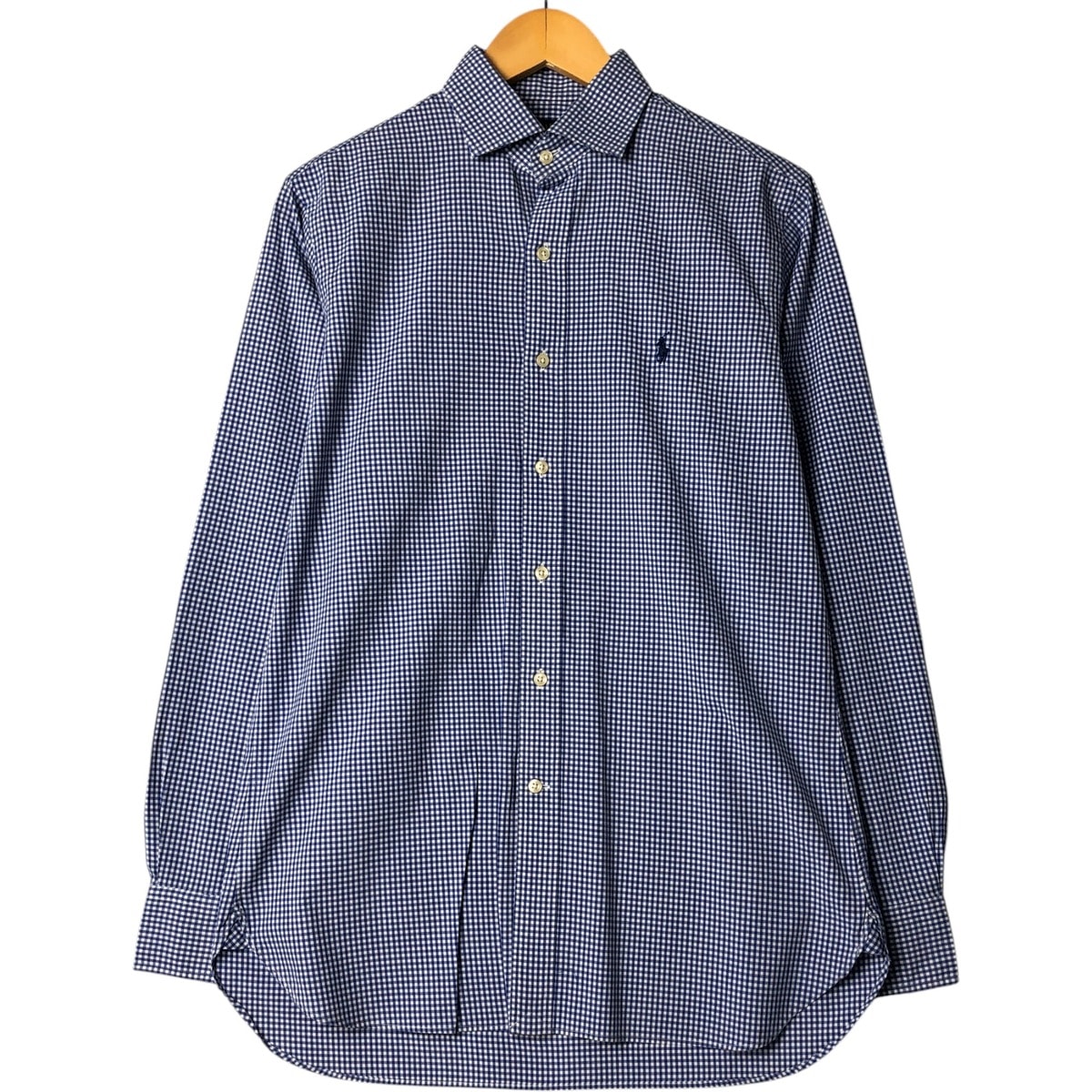 古着 ラルフローレン Ralph Lauren POLO by Ralph Lauren CUSTOM FIT ギンガムチェック ワイドカラー 長袖 コットンチェックシャツ メンズS相当/eaa581466