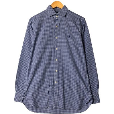 古着 ラルフローレン Ralph Lauren POLO by Ralph Lauren CUSTOM FIT ギンガムチェック ワイドカラー 長袖 コットンチェックシャツ メンズS相当/eaa581466