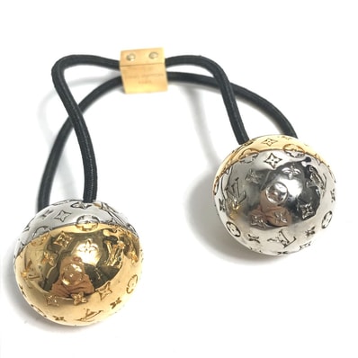 ルイヴィトン LOUIS VUITTON シュシュ プラネットLV M80266 ヘアアクセサリー シュシュ ヘアゴム メタル ゴールド
