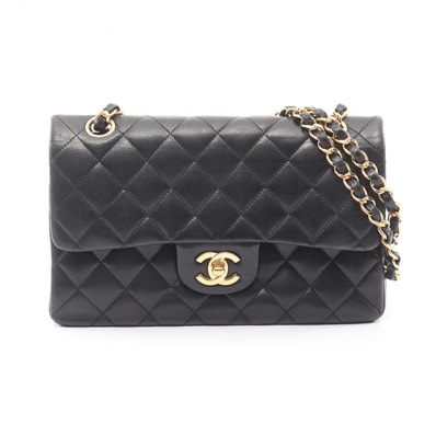 シャネル CHANEL マトラッセ Wフラップ ショルダーバッグ バッグ ラムスキン(羊革) レディース ブラック系 【中古】