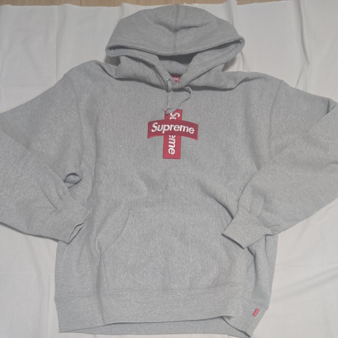 Supreme Cross Box Logo Hooded Sweatshirt "Grey"