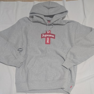 Supreme Cross Box Logo Hooded Sweatshirt "Grey"