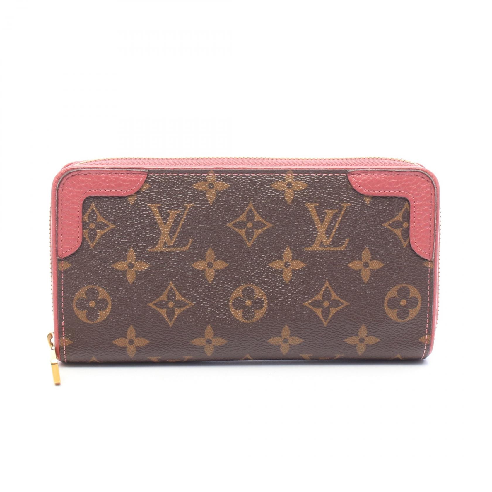 ルイ・ヴィトン LOUIS VUITTON ジッピーウォレット レティーロ モノグラム ローズブリュイエール ラウンド長財布 財布 レザー PVC ピンク レディース ブラウン系 / ピンク系 M64151 【中古】