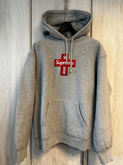 Supreme Cross Box Logo Hooded Sweatshirt "Grey"