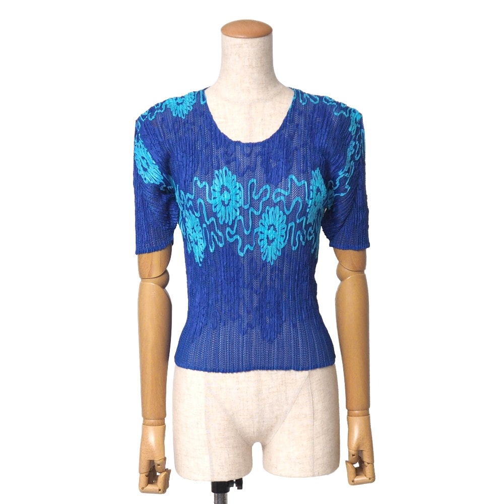 PLEATS PLEASE ISSEY MIYAKE プリーツプリーズ イッセイミヤケ カットソー サイズ3 フラワー メッシュ 半袖 ブランド古着【中古】20260824/RB0523