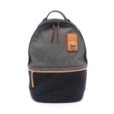 ロエベ LOEWE Eye LOEWE Nature ELN リュックサック バックパック バッグ ナイロン キャンバス レザー メンズ グレー系 / ブラック系 / ブラウン系 【中古】