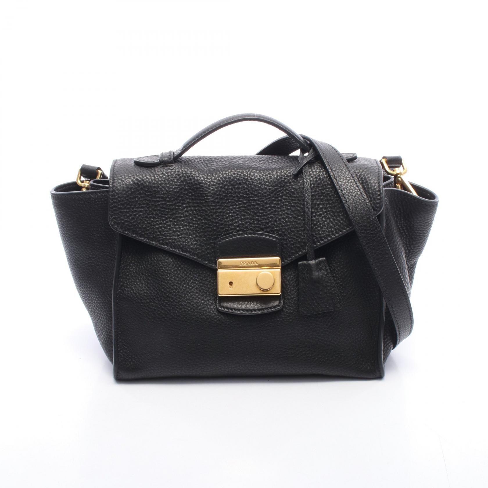 プラダ PRADA VIT.DAINO 2WAY ハンドバッグ バッグ レザー レディース ブラック系 BT0962 【中古】