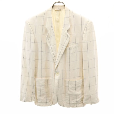 YVES SAINT LAURENT イヴサンローラン 90s USA製 オールド ウィンドウペン チェック柄 テーラードジャケット 36S ホワイト ブレザー
