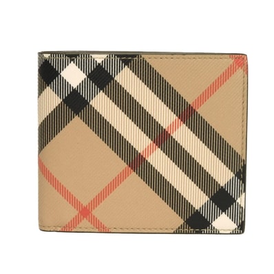 BURBERRY バーバリー チェック バイフォールド コインウォレット 現行 カーキ 札入れ カードケース コインケース 未使用 新ロゴ エンボス サンドベージュ 二つ折り財布 8095046