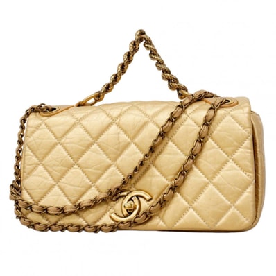 【6dd4461-k】シャネル ハンドバッグ マトラッセ チェーンショルダー カーフスキン ゴールド ゴールド金具 2wayバッグ【中古】レディース