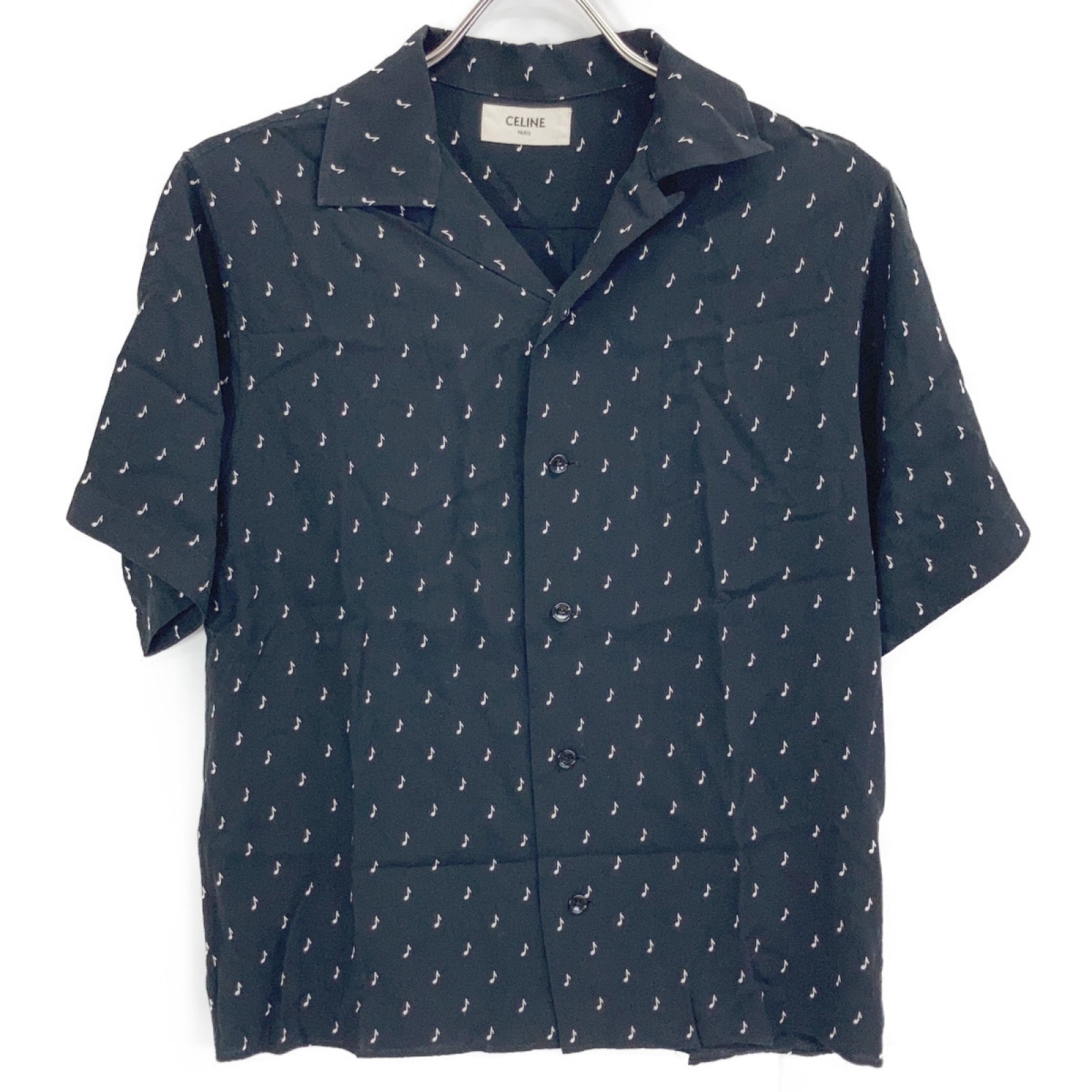 セリーヌ 2C036736D 19SS レーヨン 音符柄 S/Sシャツ 37