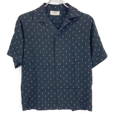 セリーヌ 2C036736D 19SS レーヨン 音符柄 S/Sシャツ 37