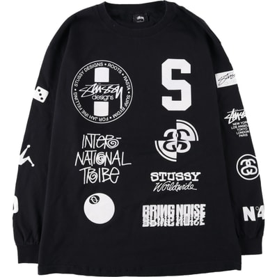 古着 ステューシー STUSSY ドクロ柄 スカル柄 ロングTシャツ ロンT メンズL相当/evb032466