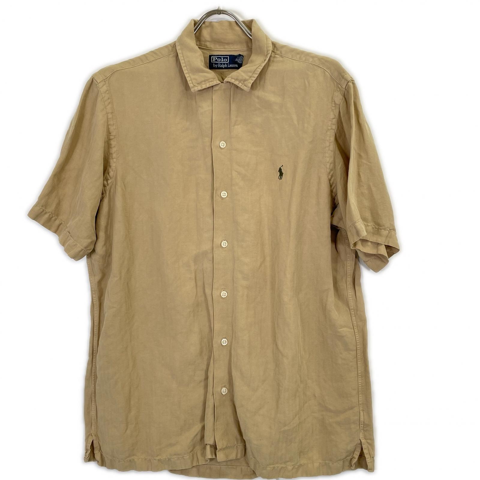 ポロ ラルフローレン 90S リネン×シルク オープンカラー シャツ M
