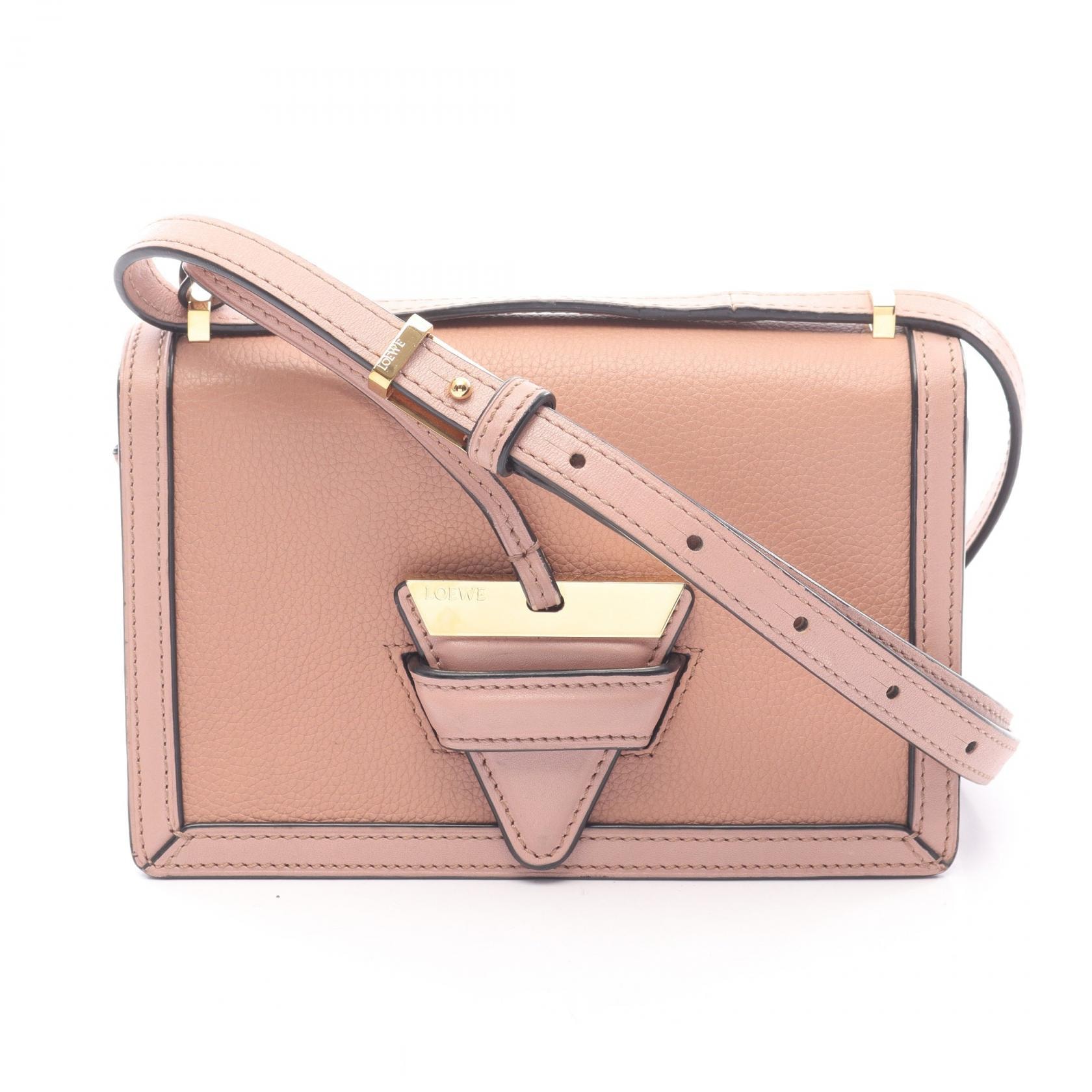ロエベ LOEWE バルセロナ スモール ショルダーバッグ バッグ レザー レディース ピンク系 【中古】