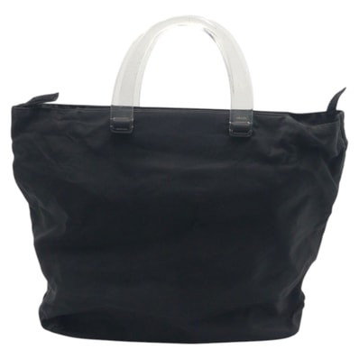 美品 PRADA プラダ テスート 三角ロゴ ブラック 黒 ナイロン プラスチック/ プラハンドル ハンドバッグ トートバッグ 602961 【中古】