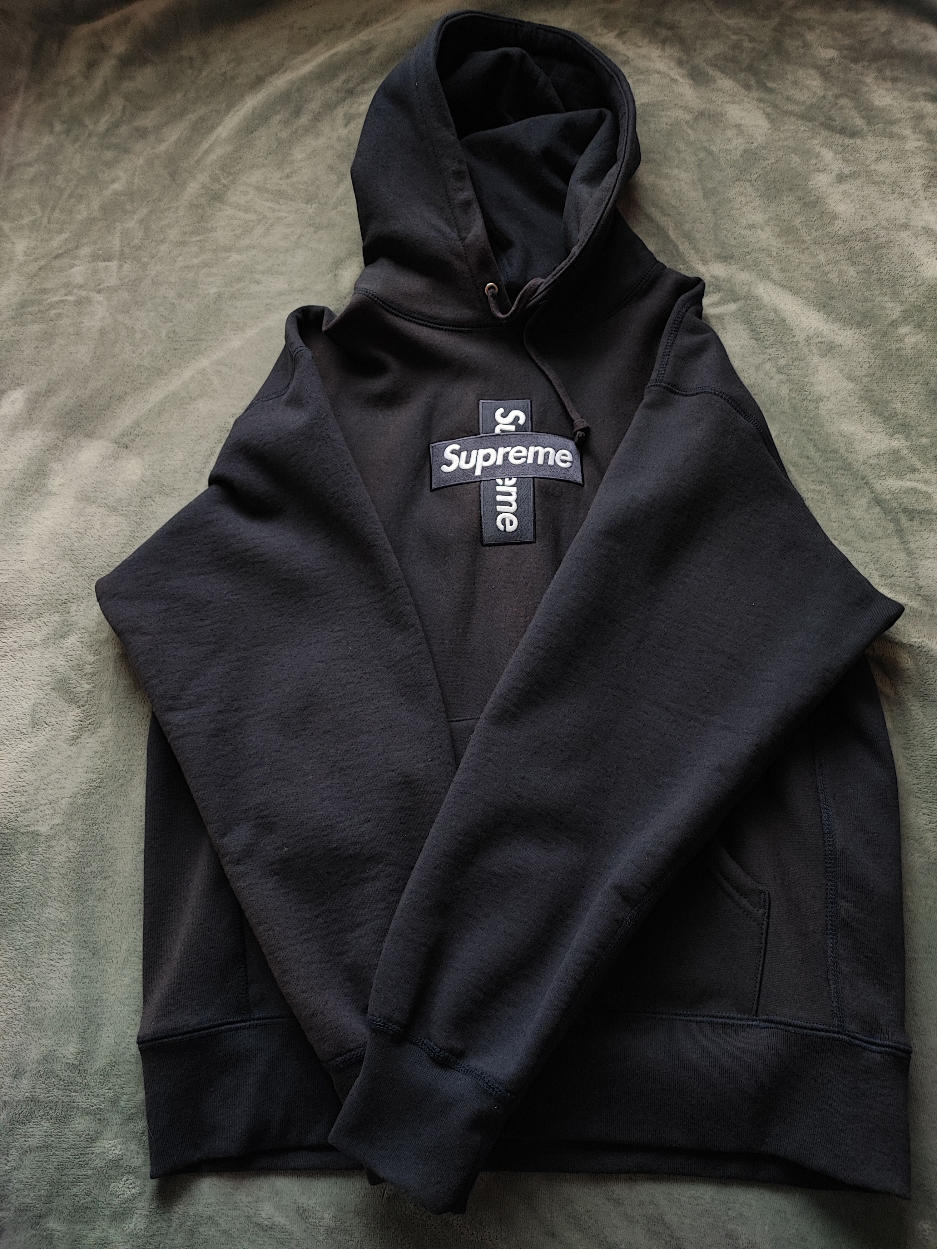 Supreme Cross Box Logo Hooded Sweatshirt "Navy"