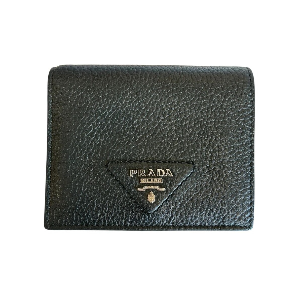 PRADA プラダ ヴィッテロダイノレザー ウォレット 二つ折り財布 1MV204 レザー ブラック  ユニセックス【中古】