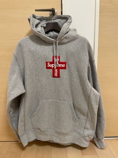 Supreme Cross Box Logo Hooded Sweatshirt "Grey"