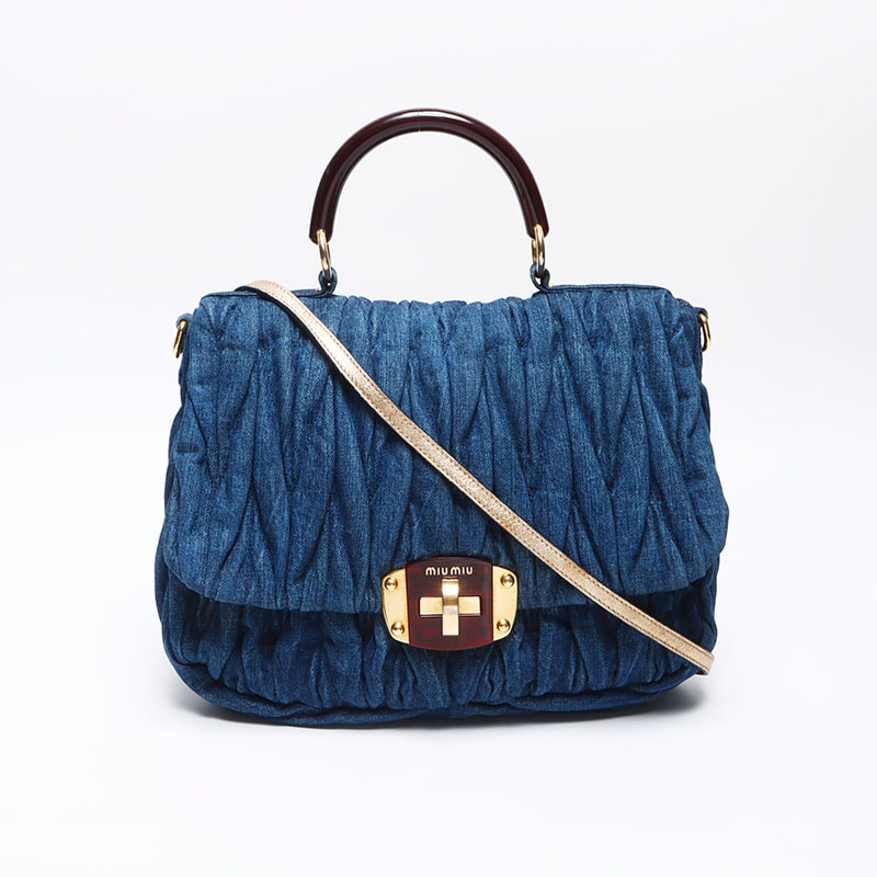 目立った傷や汚れなし】ミュウ ミュウ Miu Miu デニム マテラッセ 2way