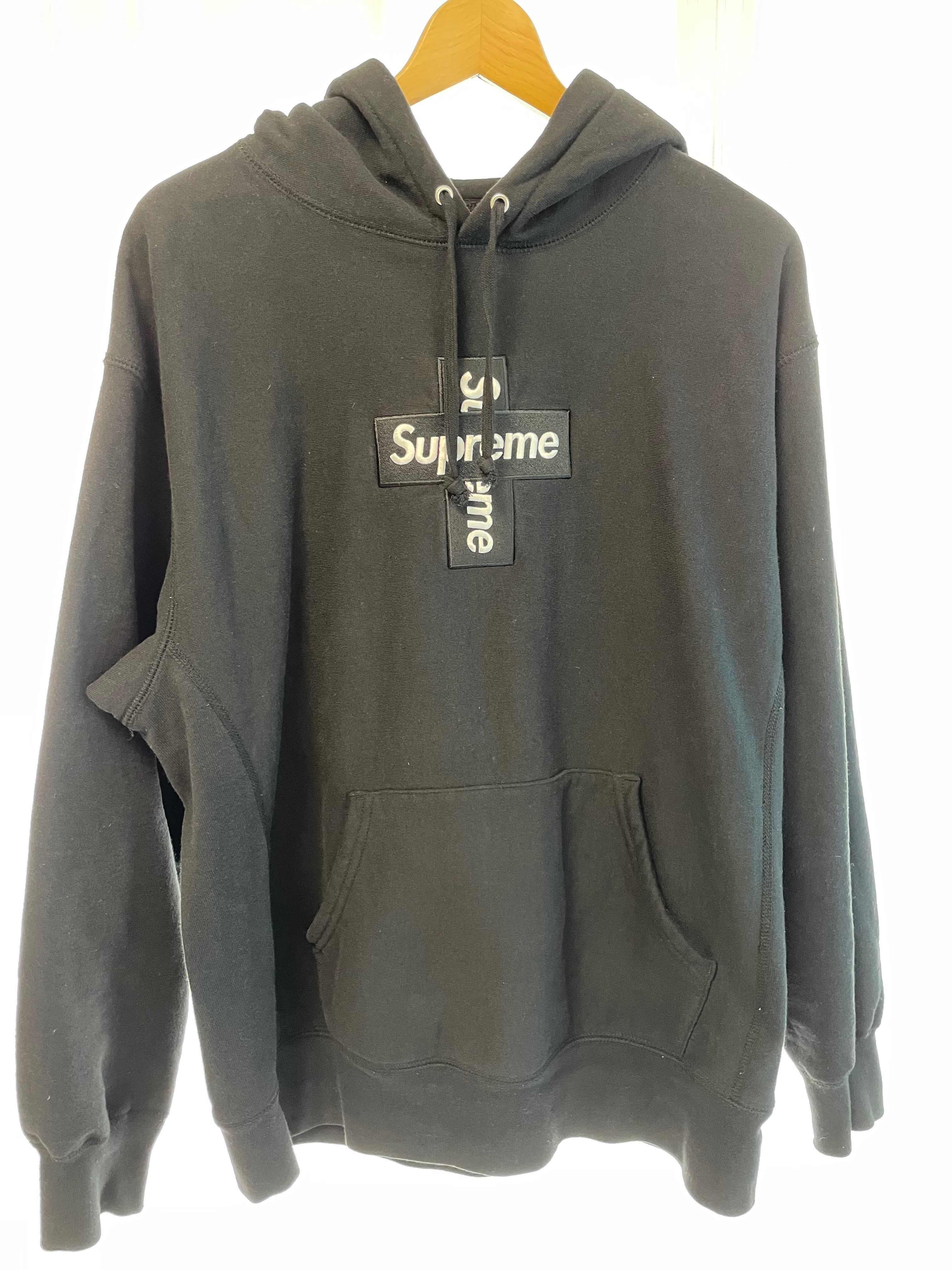 Supreme Cross Box Logo Hooded Sweatshirt "Black"