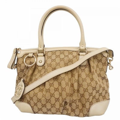 【6dd4126-k】グッチ ハンドバッグ GGキャンバス スーキー 247902 キャンバス ブラウン ベージュ シャンパンゴールド金具 2wayバッグ【中古】レディース
