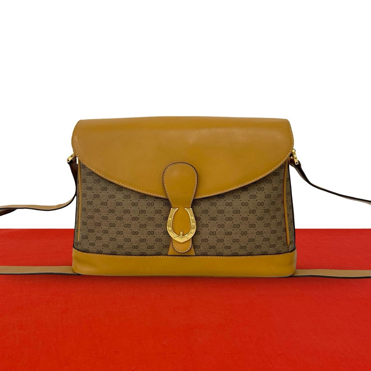 GUCCI グッチ マイクロGG 柄 レザー PVC ショルダーバッグ ブラウン
89205