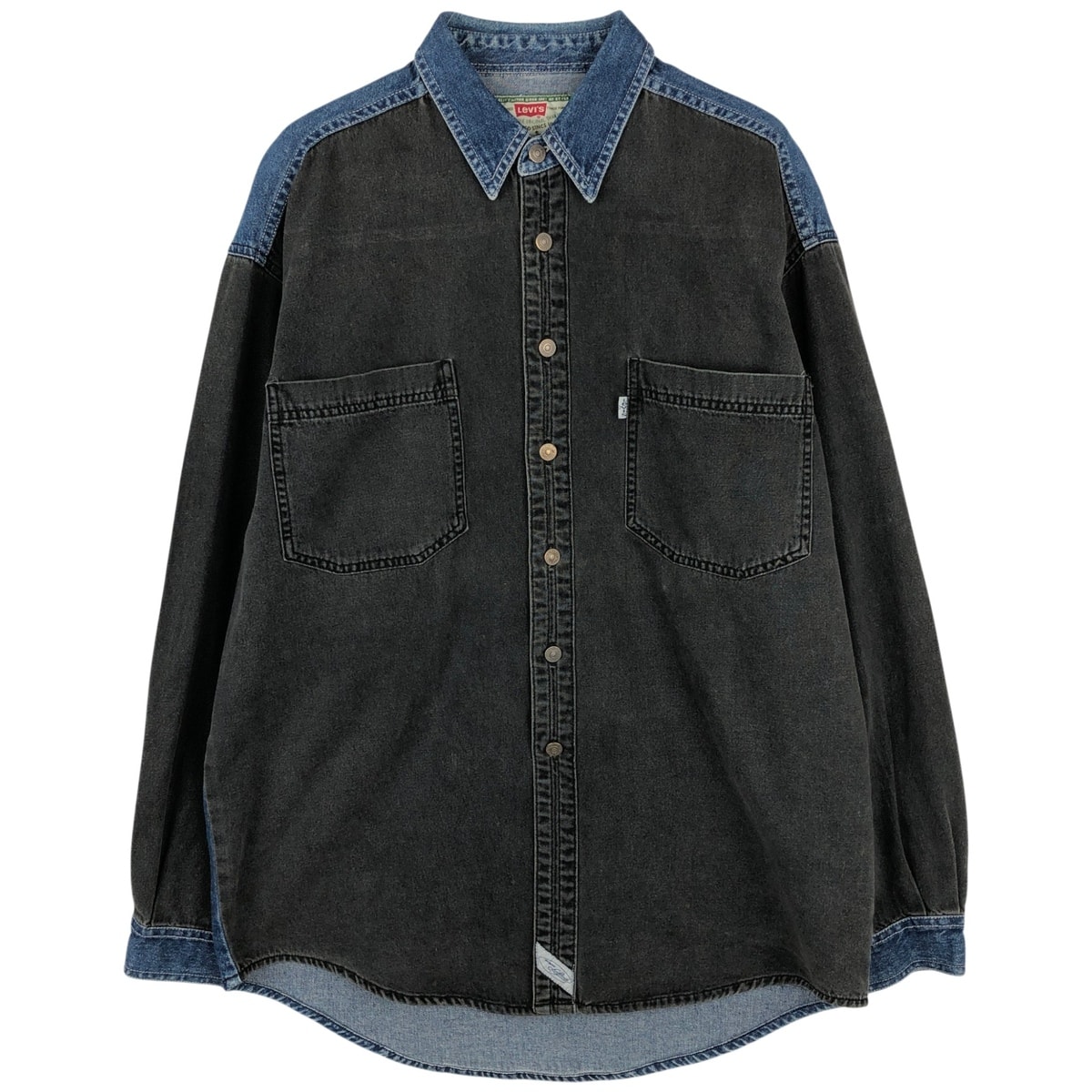古着 90~00年代 リーバイス Levi's ツートン 長袖 デニムシャツ メンズM相当/eaa646636
