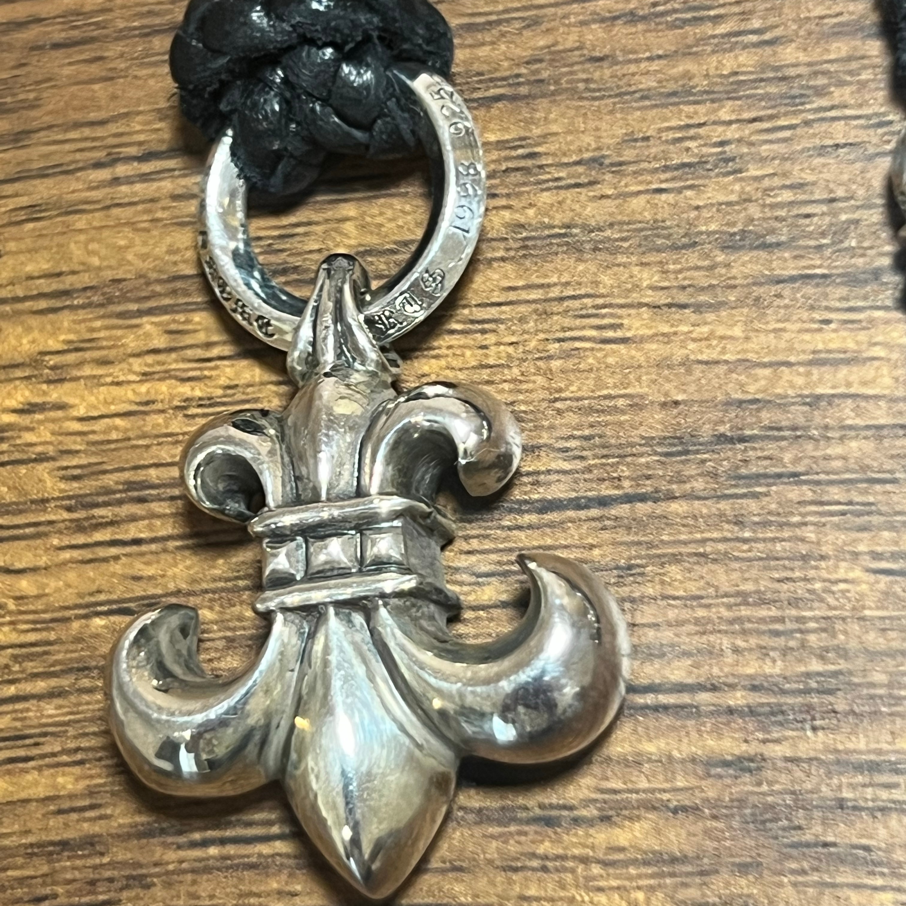 Chrome Hearts BS Fleur Pendant with Leather Blade SV925 Necklace "Silver/Black"