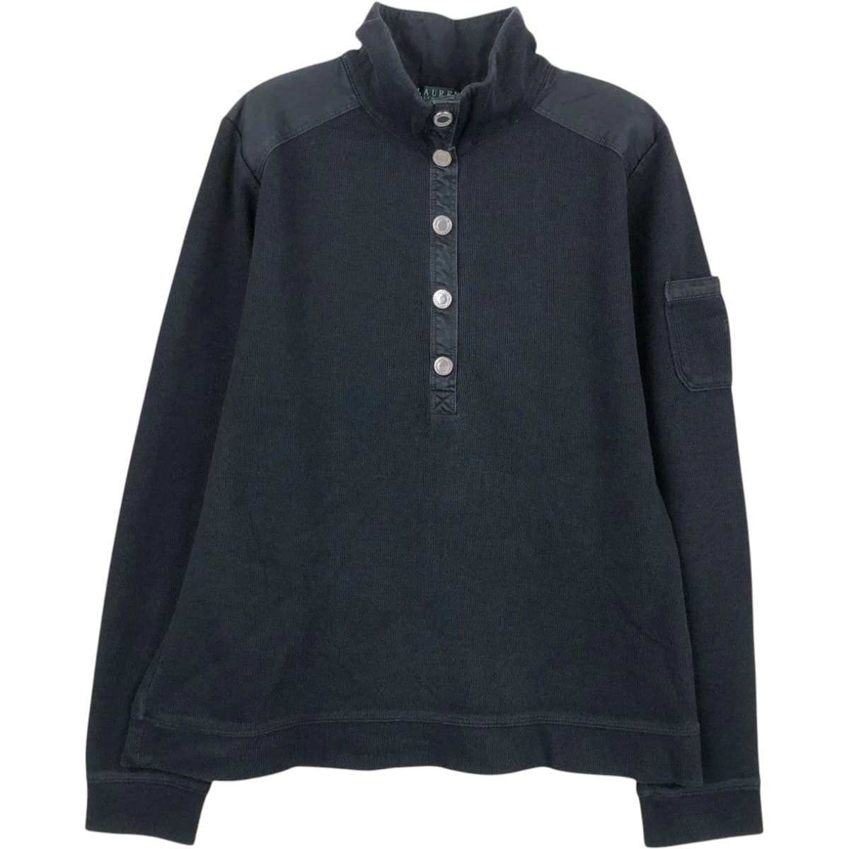 古着 ラルフローレン Ralph Lauren LAUREN ローレン リブ編み コットンニットハーフボタンセーター レディースM相当/eaa683100