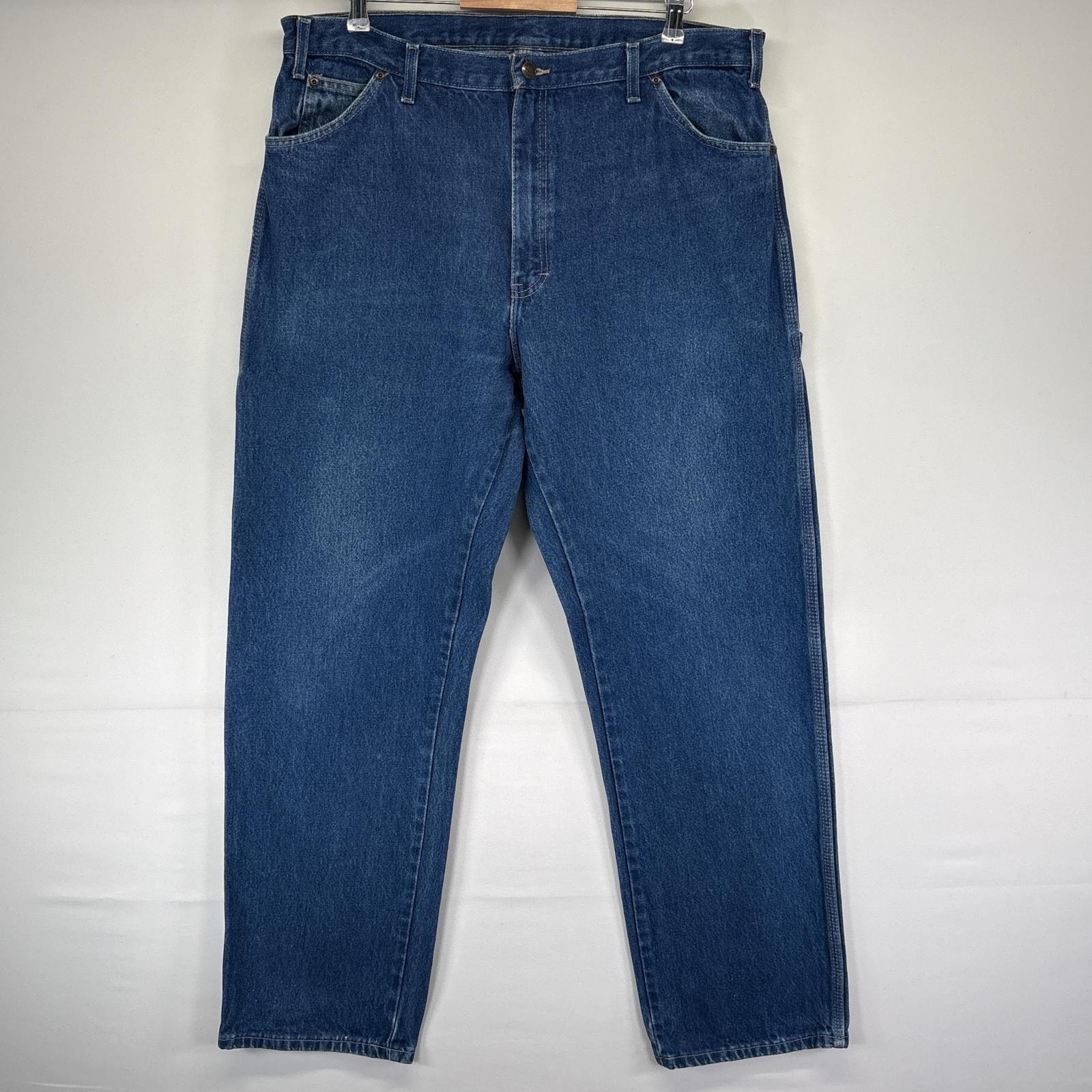 古着 ディッキーズ Dickies デニムパンツ ジーンズ ジーパン ペインターパンツ ワーク ジップ 大きいサイズ w40 L34  ブルー メンズ