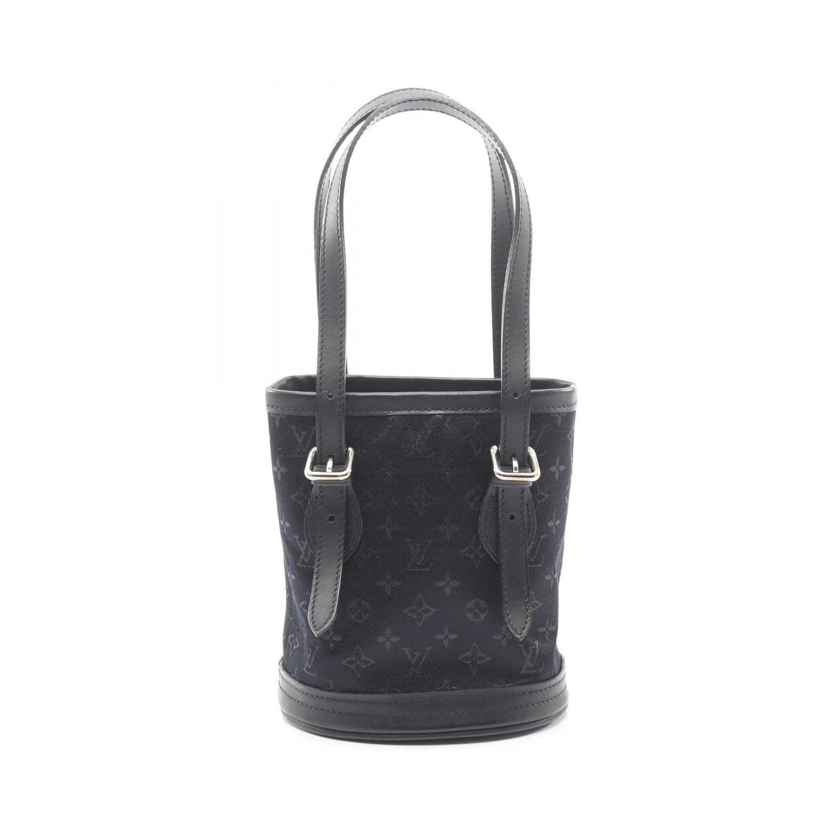 ルイ・ヴィトン LOUIS VUITTON リトルバケット モノグラムサテン ハンドバッグ バッグ ファブリック レザー レディース ブラック系 M92144 【中古】