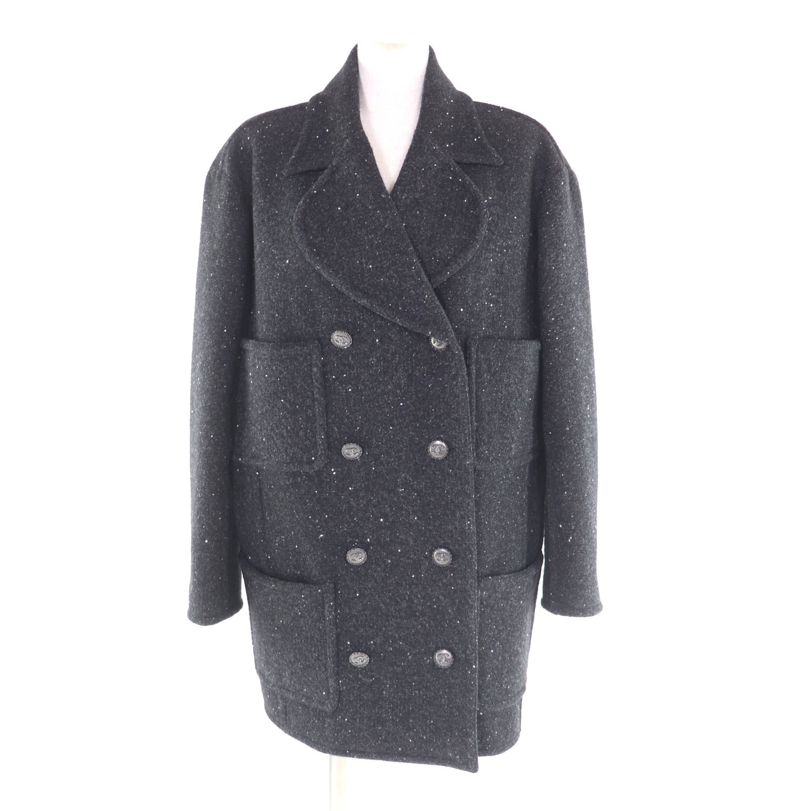 極美品 シャネル コート ブラック レディース 36 P71167