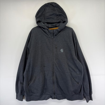 古着 カーハート Carhartt パーカー ワンポイント ロゴ スウェット プリント 大きいサイズ 3XL ダークグレー系 メンズ