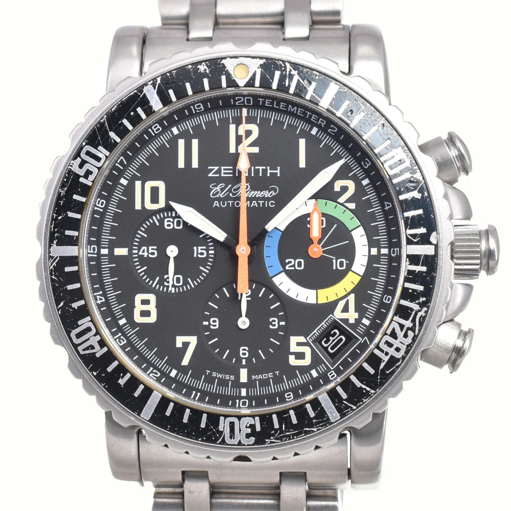 ゼニス ZENITH 02.0480.405 エルプリメロ レインボーフライバック クロノグラフ ブラック 自動巻き メンズ 腕時計 E#145756
