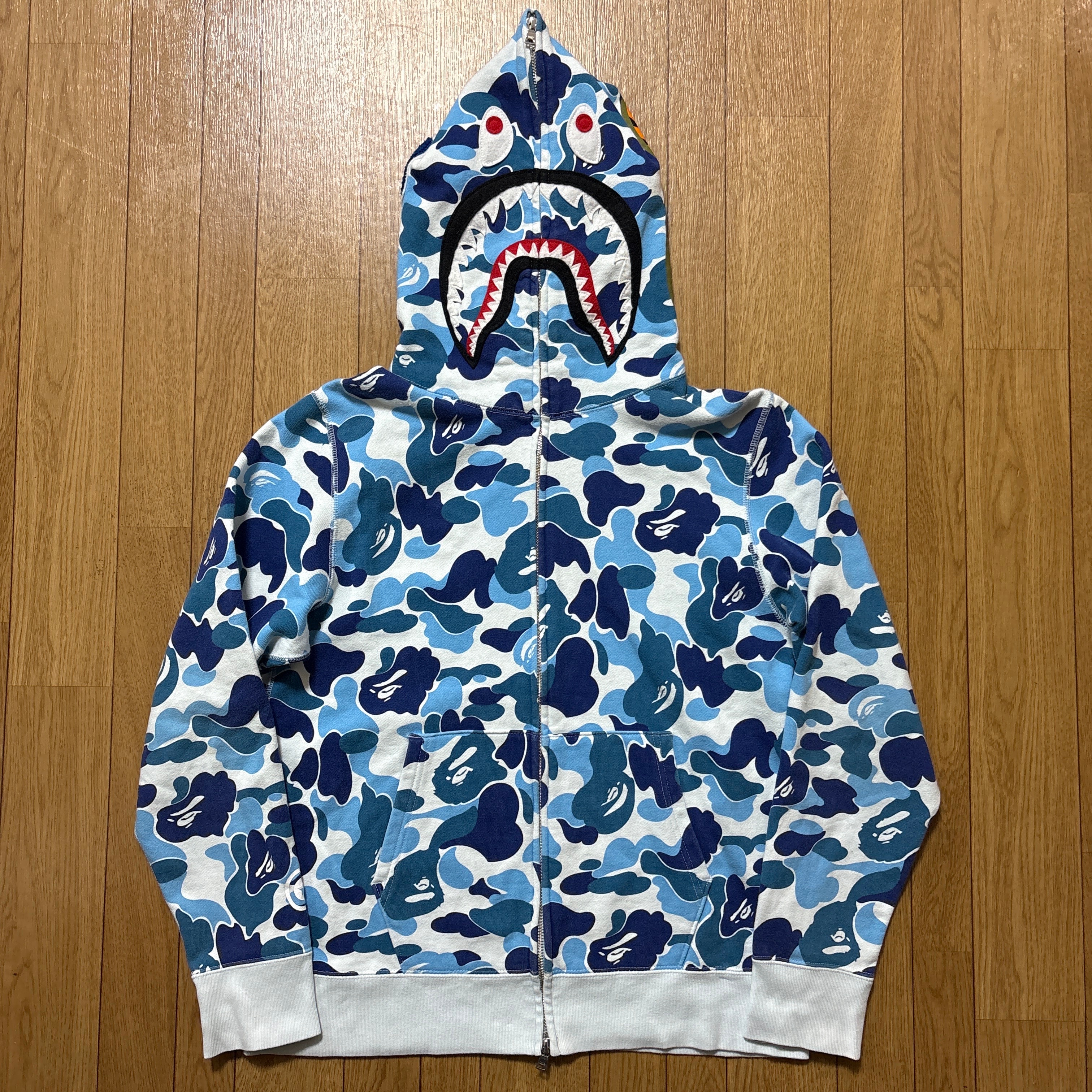 A BATHING APE Big ABC Camo Shark Full Zip Hoodie "Blue"