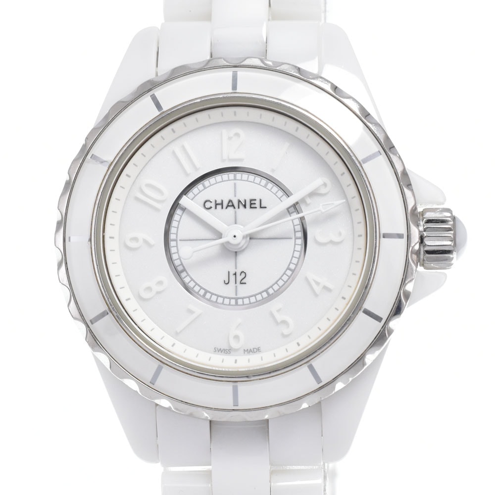 シャネル CHANEL H3705 J12 ホワイト クォーツ レディース 良品 腕時計 N#151204
