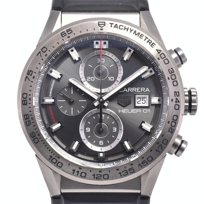 タグホイヤー TAG HEUER CAR208Z カレラ キャリバー ホイヤー01 クロノグラフ グレー 自動巻き メンズ 良品 箱付き 腕時計 O#147573