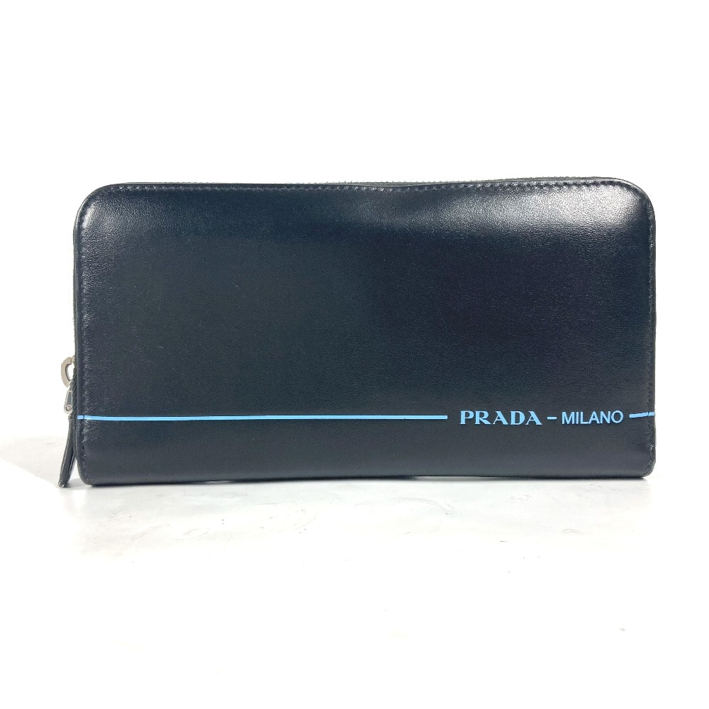 プラダ PRADA シティスポーツ 2ML317 ロゴ ロングウォレット ラウンドファスナー 長財布 レザー ブラック