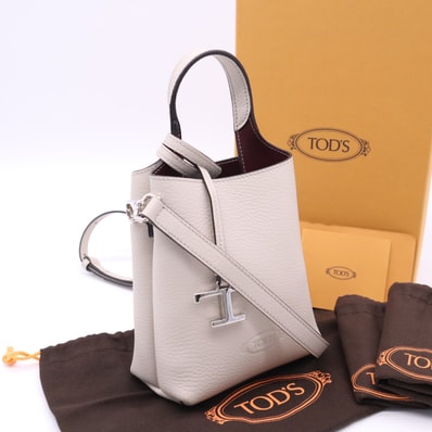 極美品 TOD’S トッズ FLORIDA DOUBLE MICRO ショルダーバッグ マイクロ XBWAPAT9000QRI 2wayショルダーバッグ ベージュ ボルドー ハンマードレザー レディース