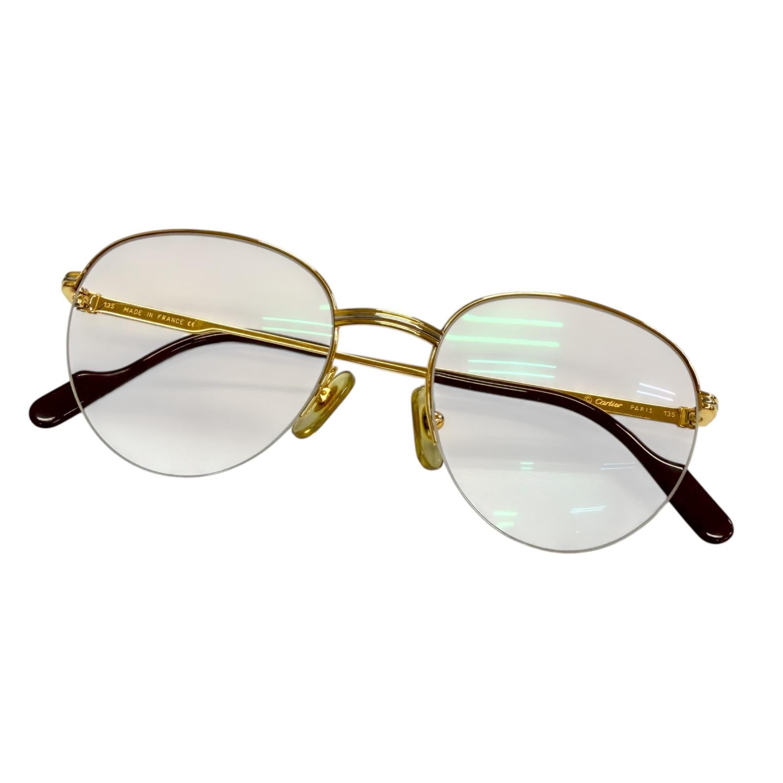 美品 カルティエ メガネ ゴールド メンズ 49□18-135