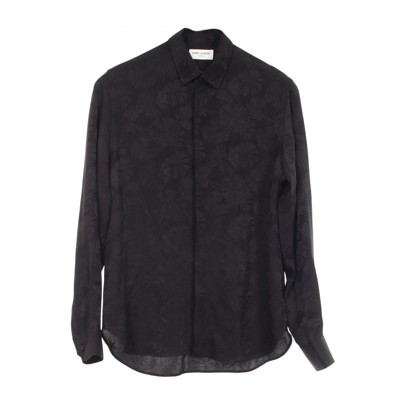 サンローランパリ SAINT LAURENT PARIS 総柄 長袖 衣料品 トップス シルク メンズ ブラック系 646850 【中古】
