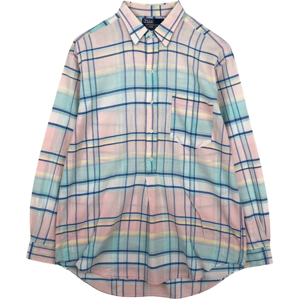 古着 ラルフローレン Ralph Lauren POLO by Ralph Lauren マドラスチェック 長袖 コットンチェックシャツ メンズL相当/eaa615265