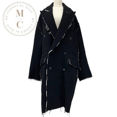 バレンシアガ BALENCIAGA アウター ブラック ホワイト コート Raw Edge Coat オーバーサイズ チェック メンズ