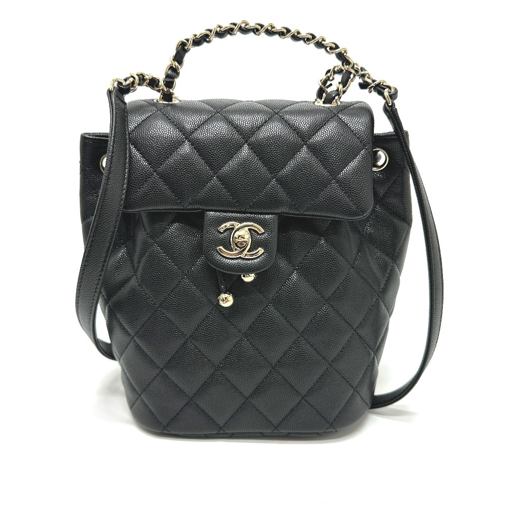 シャネル CHANEL マトラッセ キルティング ココマーク AS4058 バックパック CC ロゴ チェーン カバン リュックサック キャビアスキン G金具 ブラック 未使用