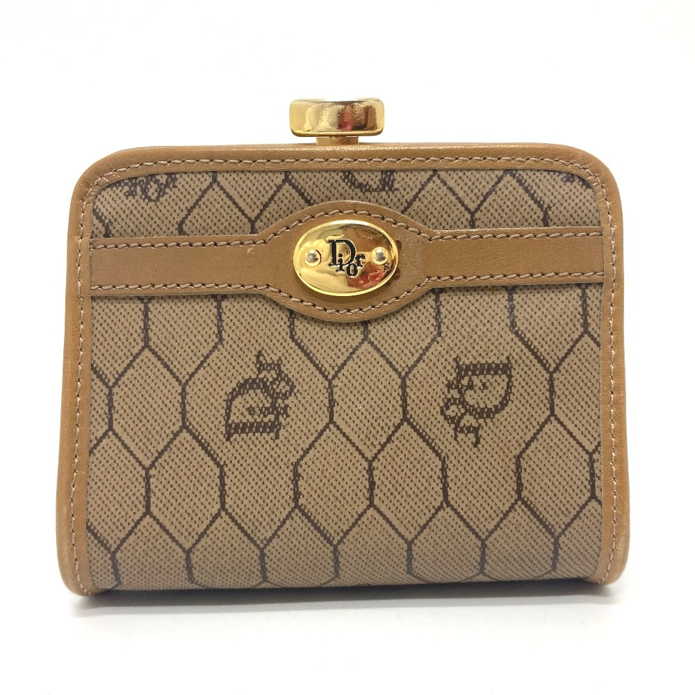 ディオール Dior 総柄 がま口 コインケース ケース コインケース レザー ブラウン 美品