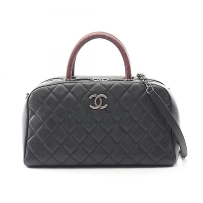 シャネル CHANEL マトラッセ ハンドバッグ バッグ キャビアスキン(グレインドカーフ) エキゾチックレザー レディース ブラック系 / ボルドー系 【中古】